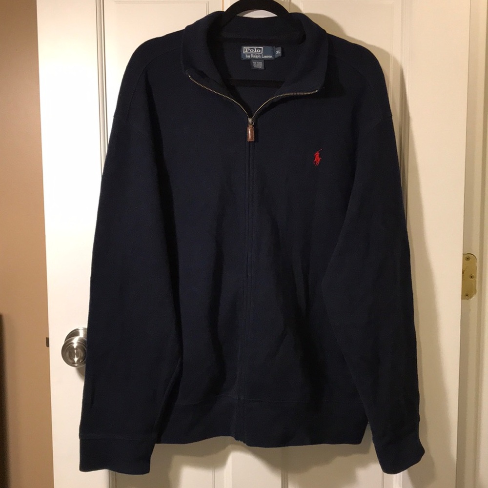 Men’s Polo Navy Full-Zip Sweater